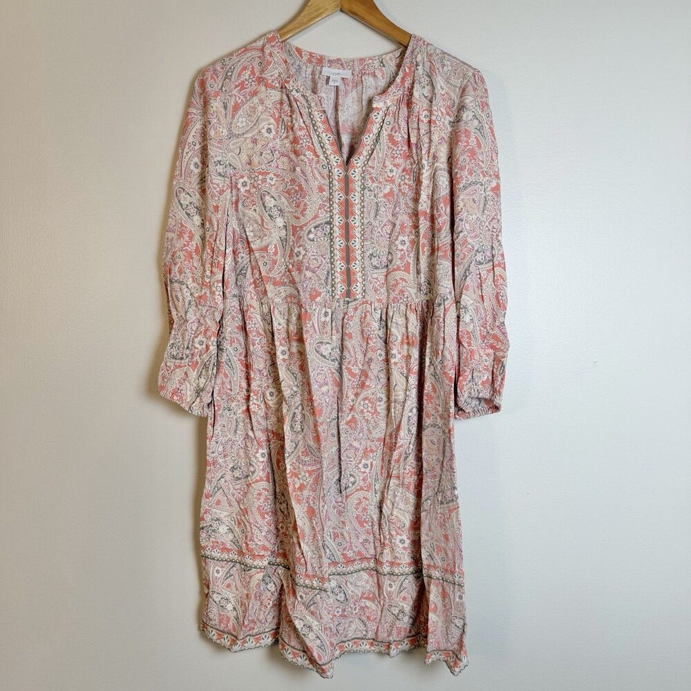 J Jill Paisley Peasant A-Line Dress Womens S Boho Cottagecore Summer EcoVero - Picture 2 of 10
